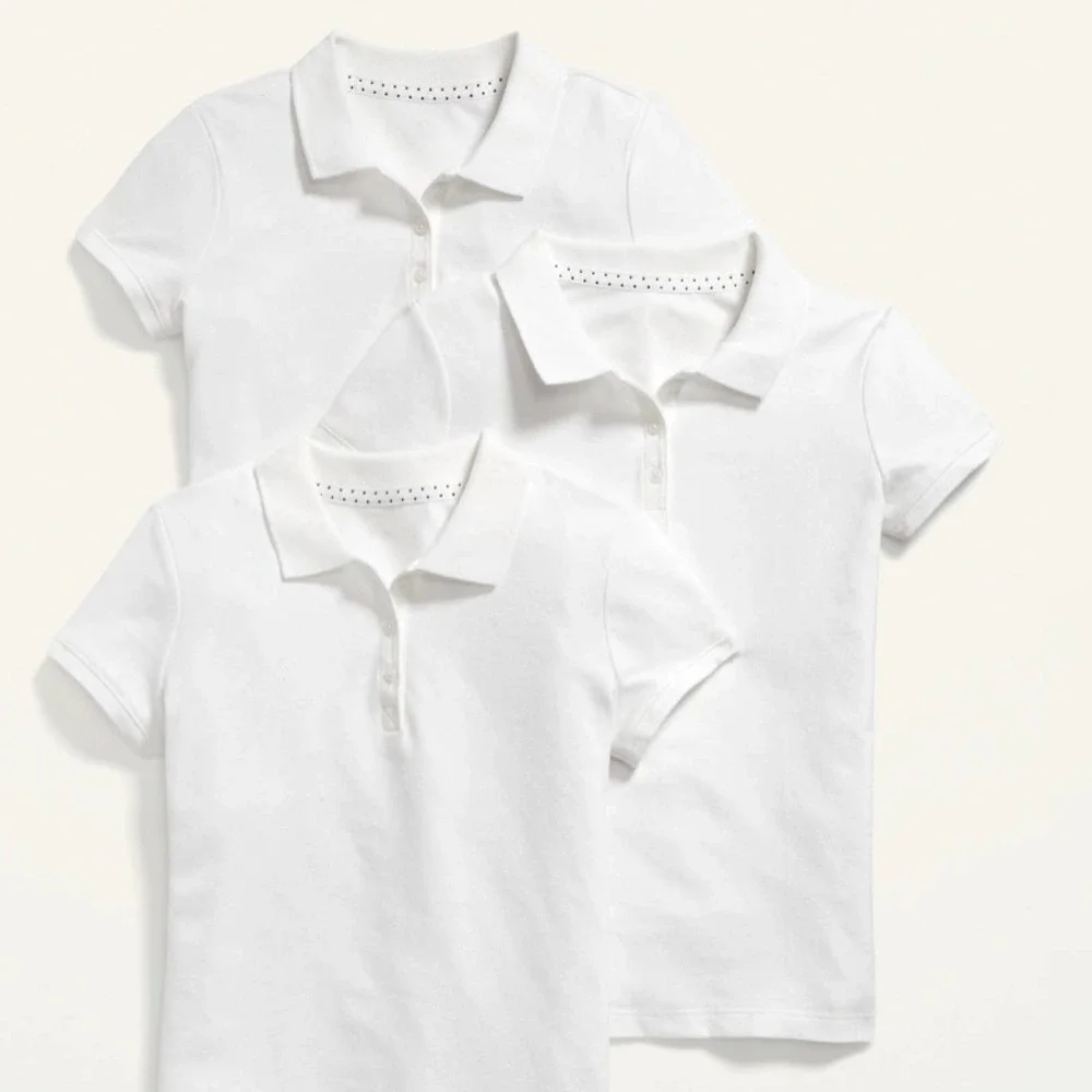 Girls NWT Old Navy 3 Pack White Polo Short Sleeve Top Size Large 10-12 *